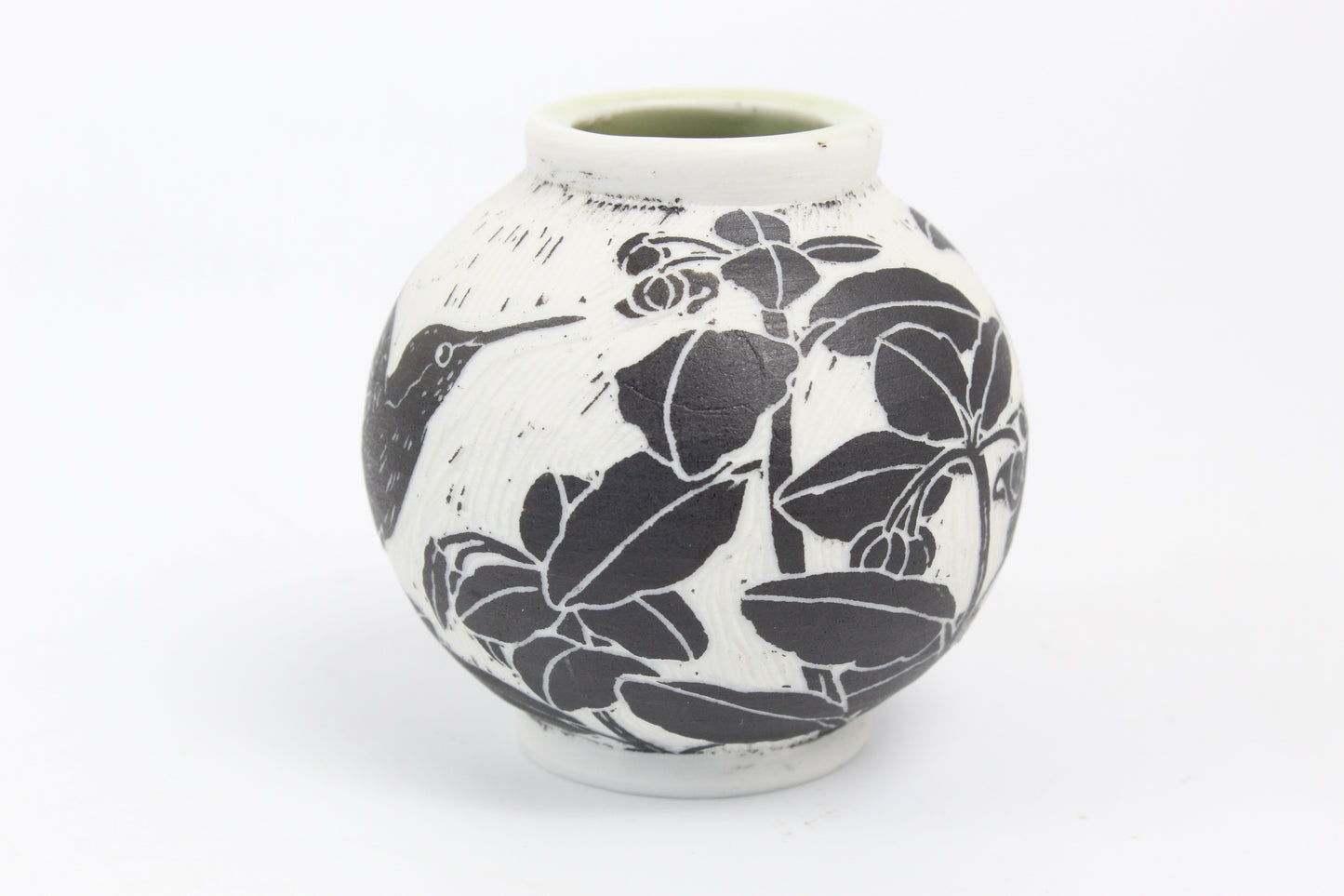 Hummingbird and jewel weed moon vase