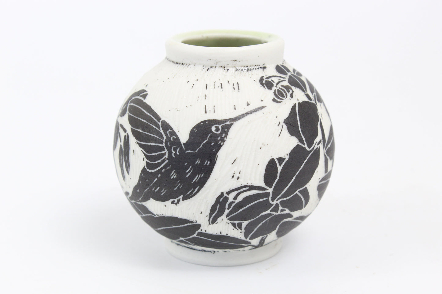 Hummingbird and jewel weed moon vase