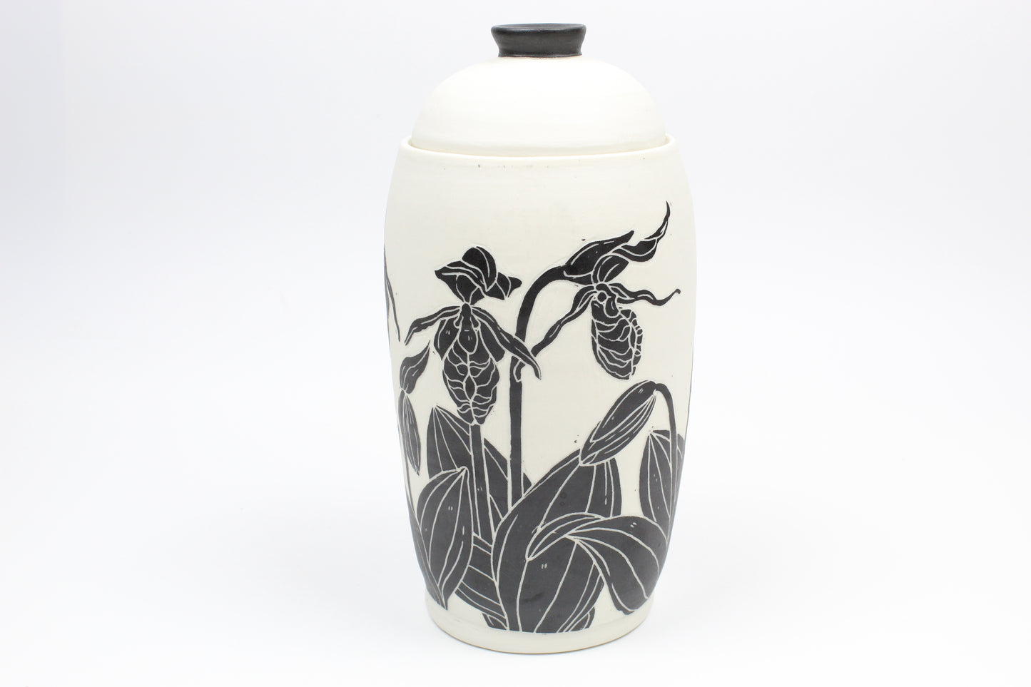 Lady Slipper Covered Jar