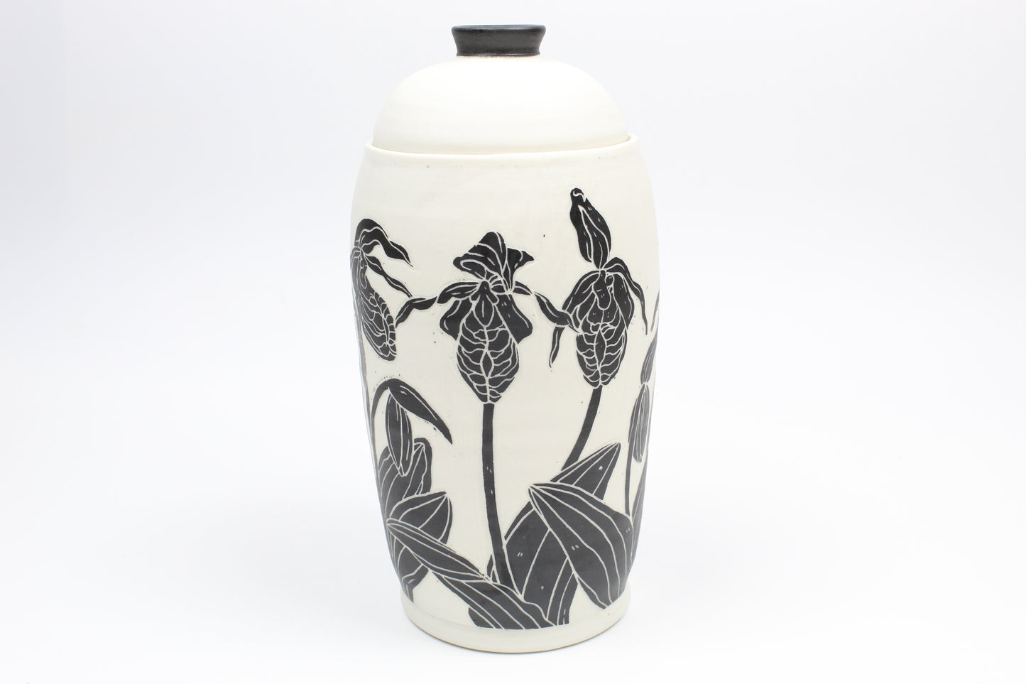 Lady Slipper Covered Jar