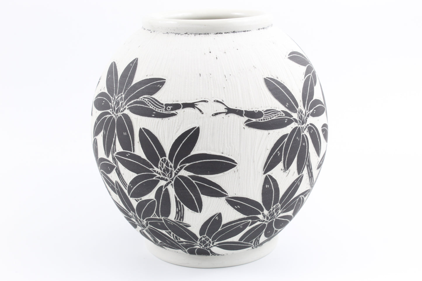 Rhododendron and slug vase