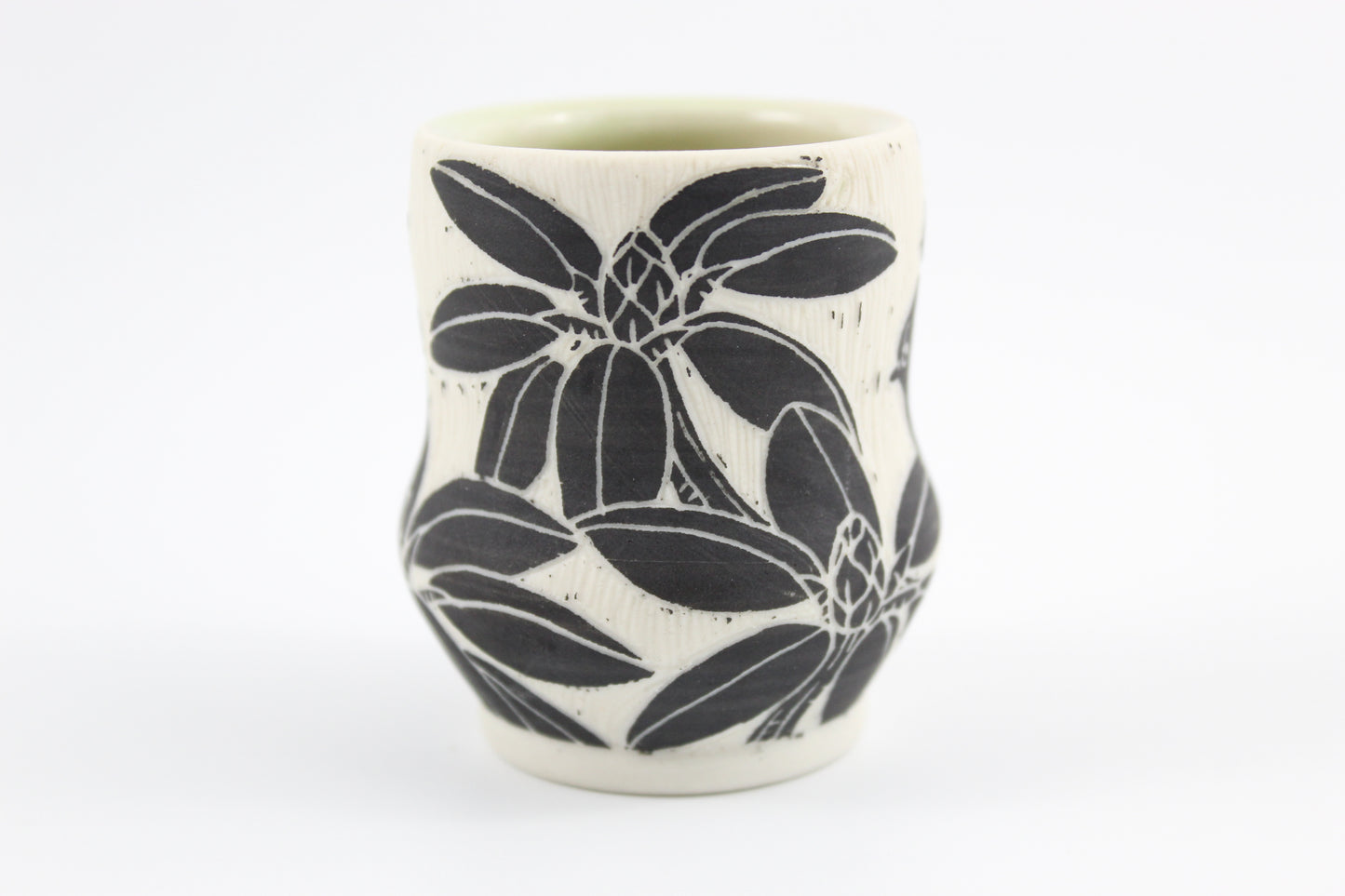 Rhododendron and titmouse mini vase