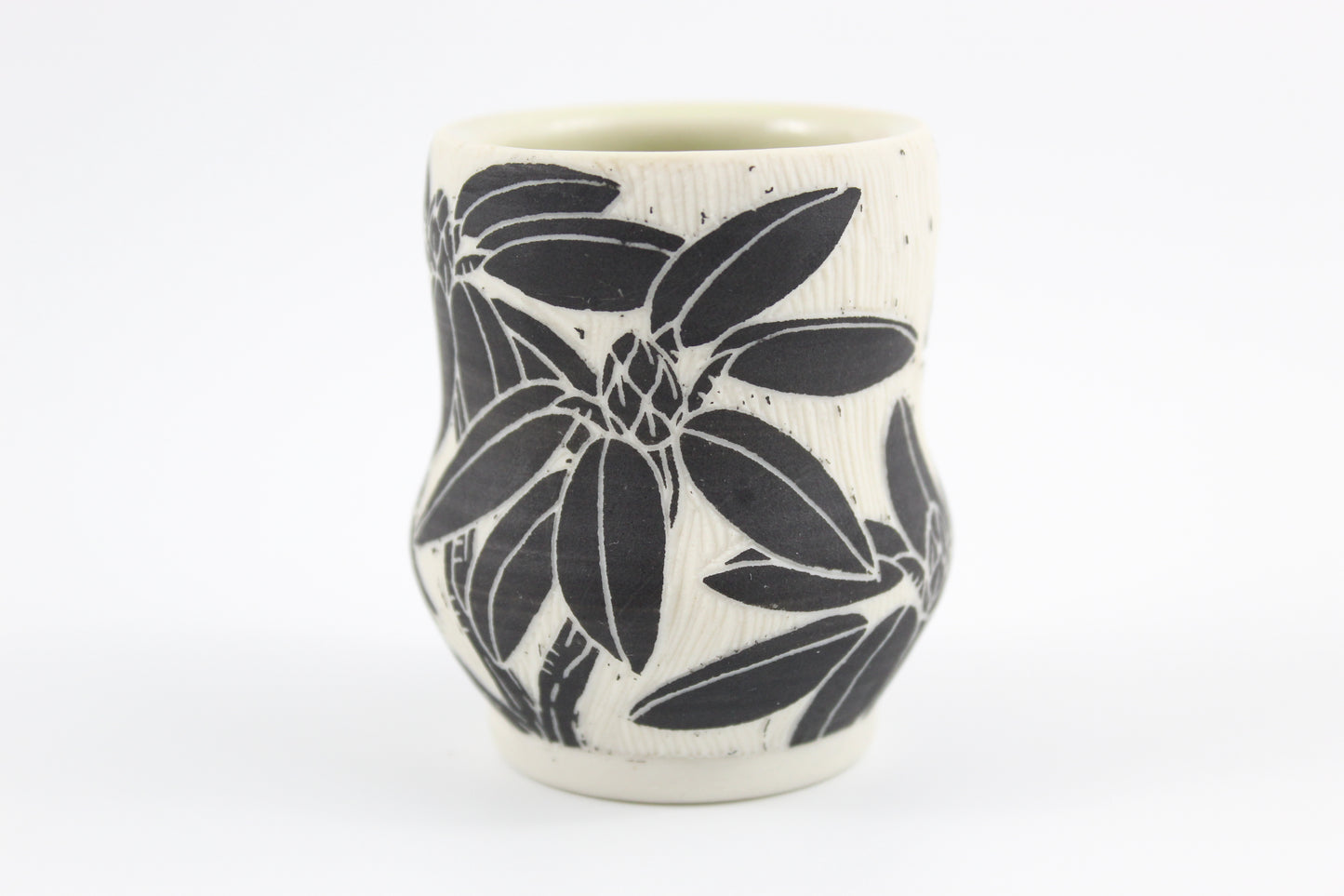 Rhododendron and titmouse mini vase